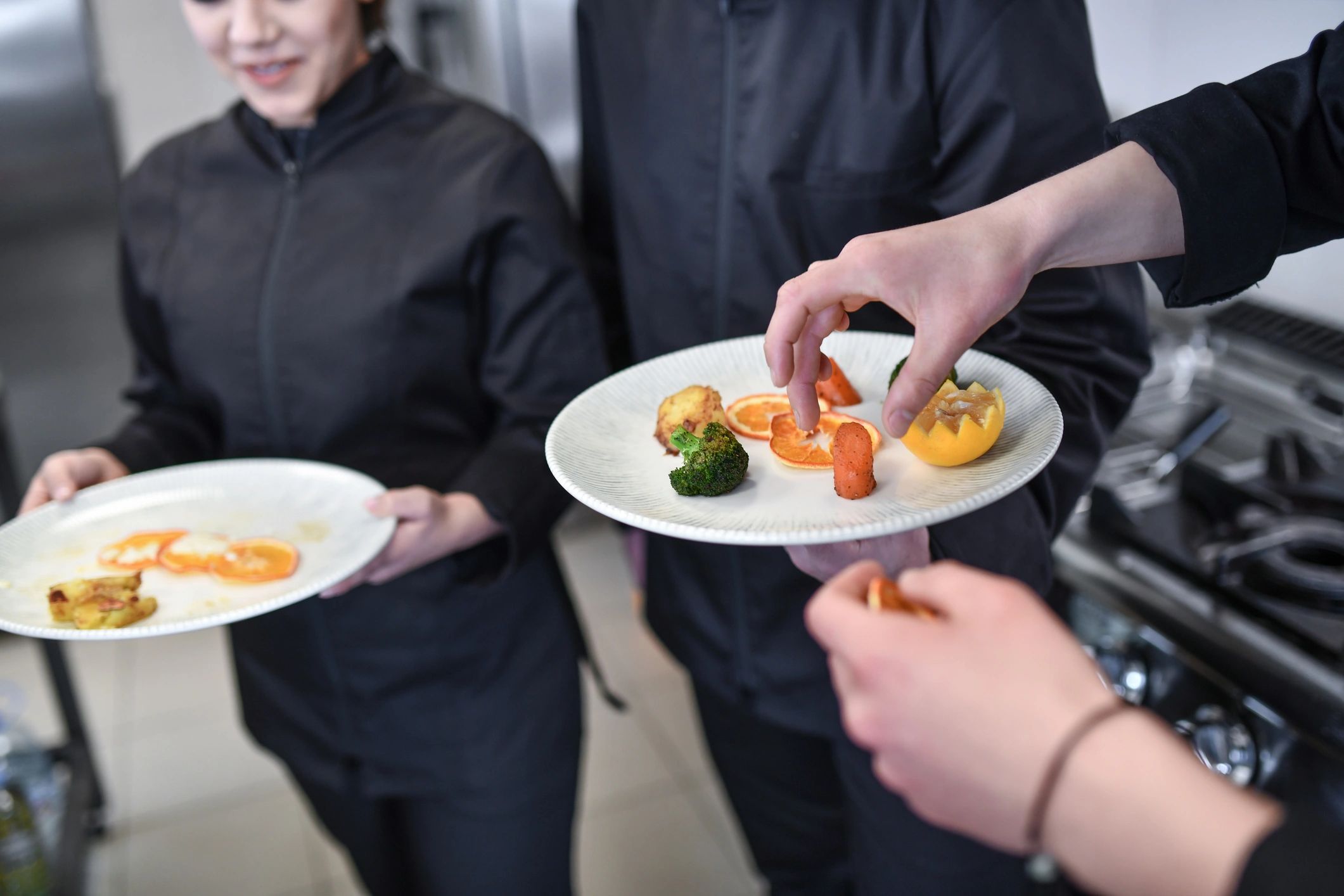Plated catering service ready for guests